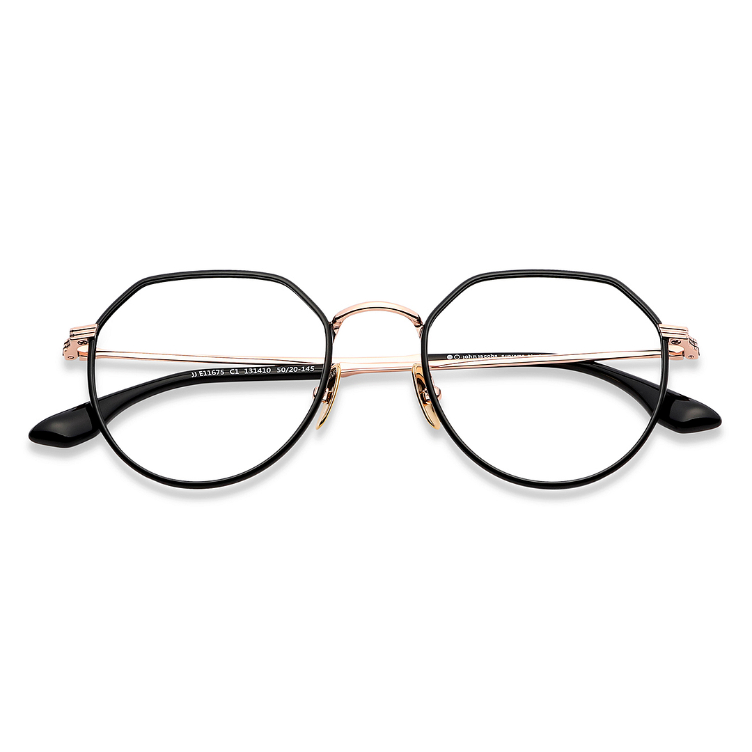 John Jacobs Black Full Rim Geometric left side