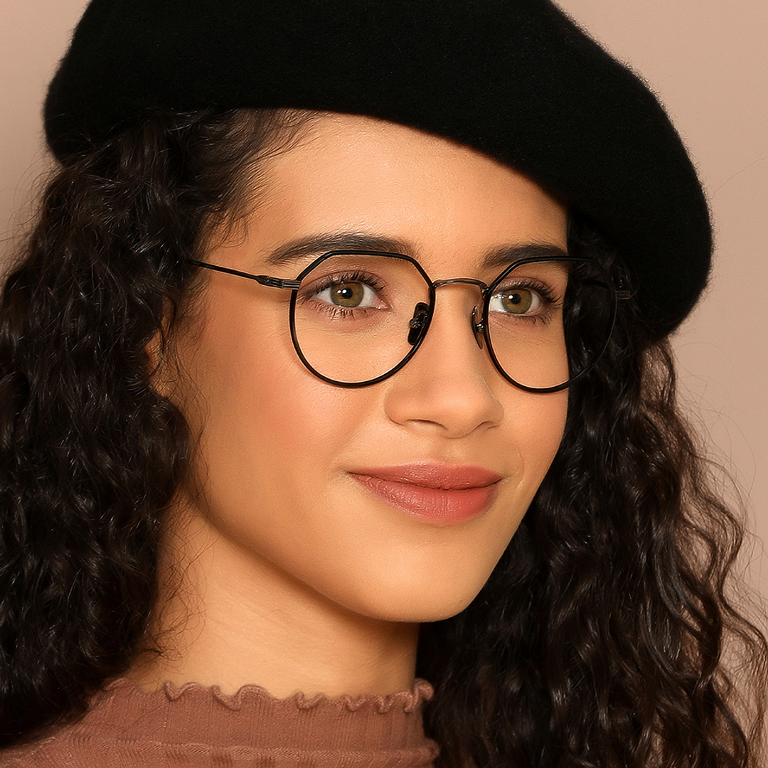 John Jacobs Black Full Rim Geometric left side