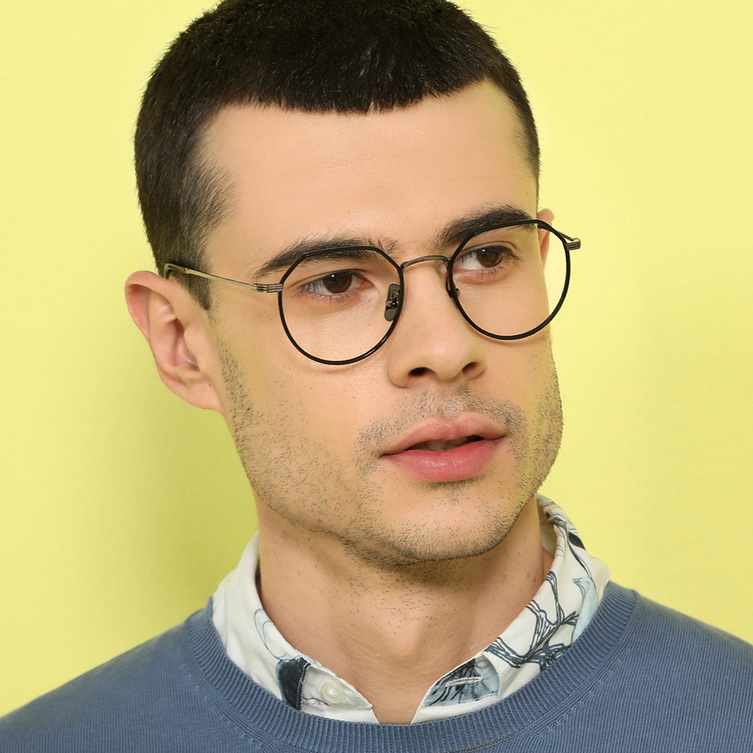 John Jacobs Black Full Rim Geometric left side