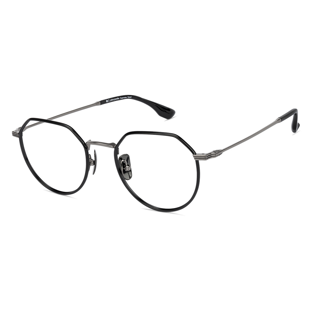 John Jacobs Black Full Rim Geometric left side