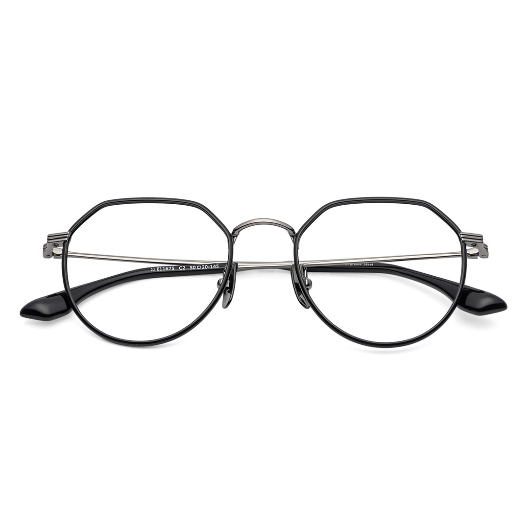 John Jacobs Black Full Rim Geometric left side