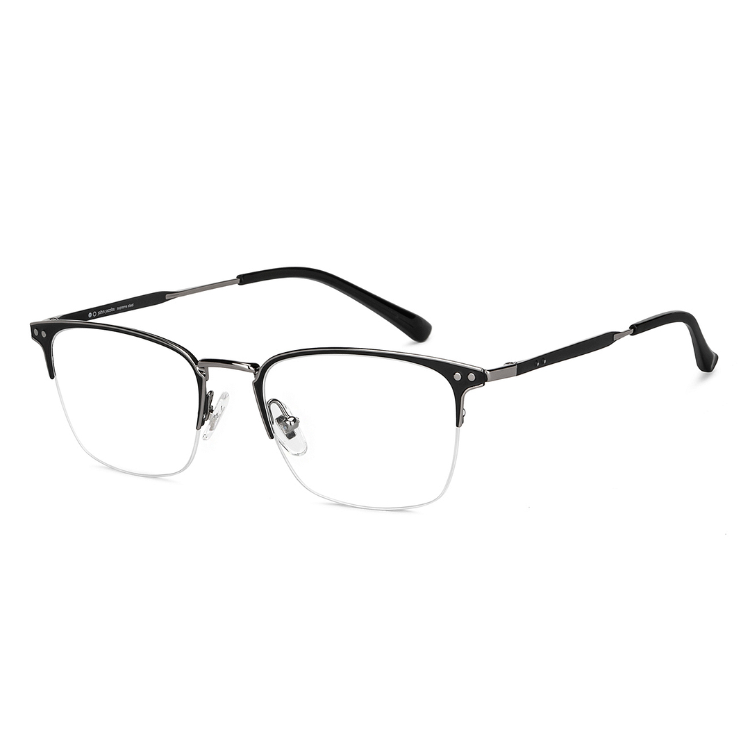 John Jacobs Online Dark Gunmetal Half Rim Rectangle right side