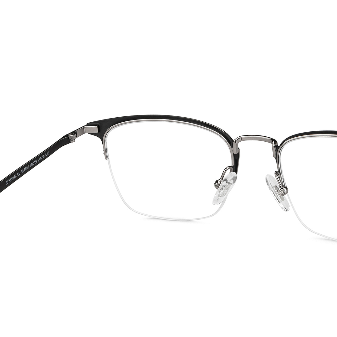 John Jacobs Online Dark Gunmetal Half Rim Rectangle right side