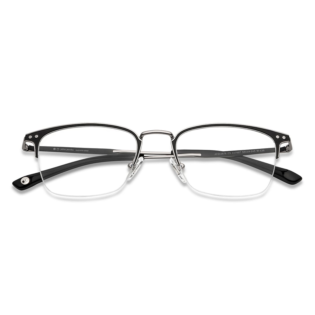 John Jacobs Online Dark Gunmetal Half Rim Rectangle left side