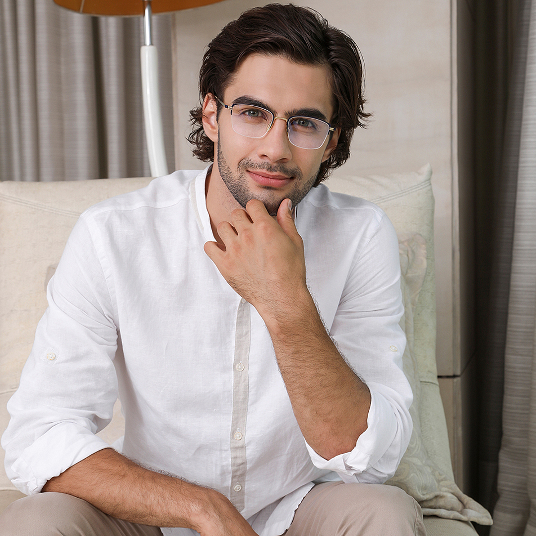 John Jacobs Gold Half Rim Square left side