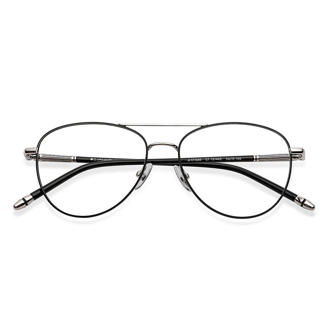 John Jacobs Online Black Full Rim Aviator left side