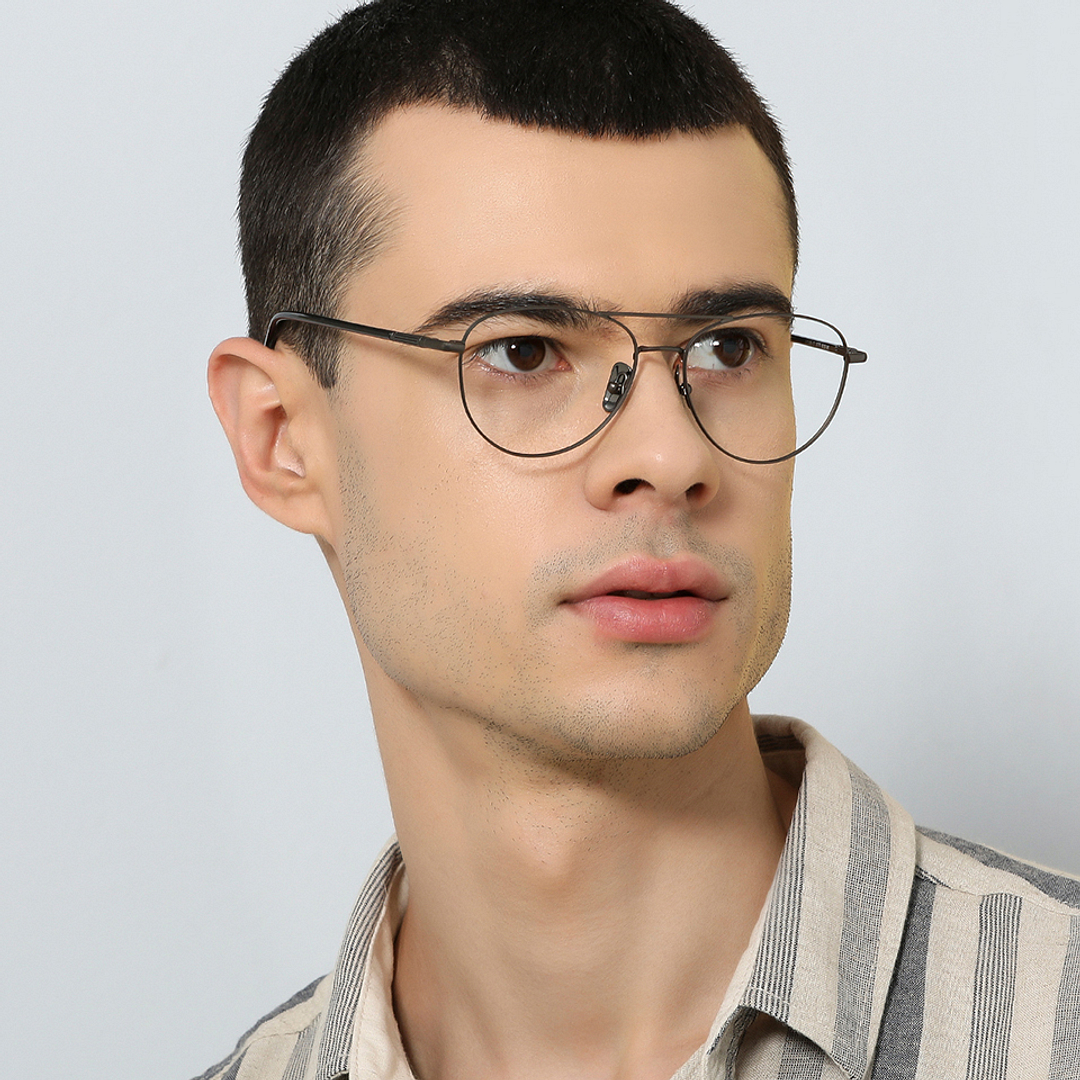 John Jacobs Online Dark Gunmetal Full Rim Aviator left side