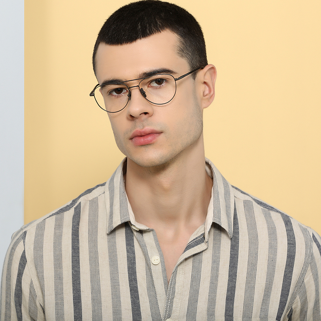 John Jacobs Online Dark Gunmetal Full Rim Aviator right side