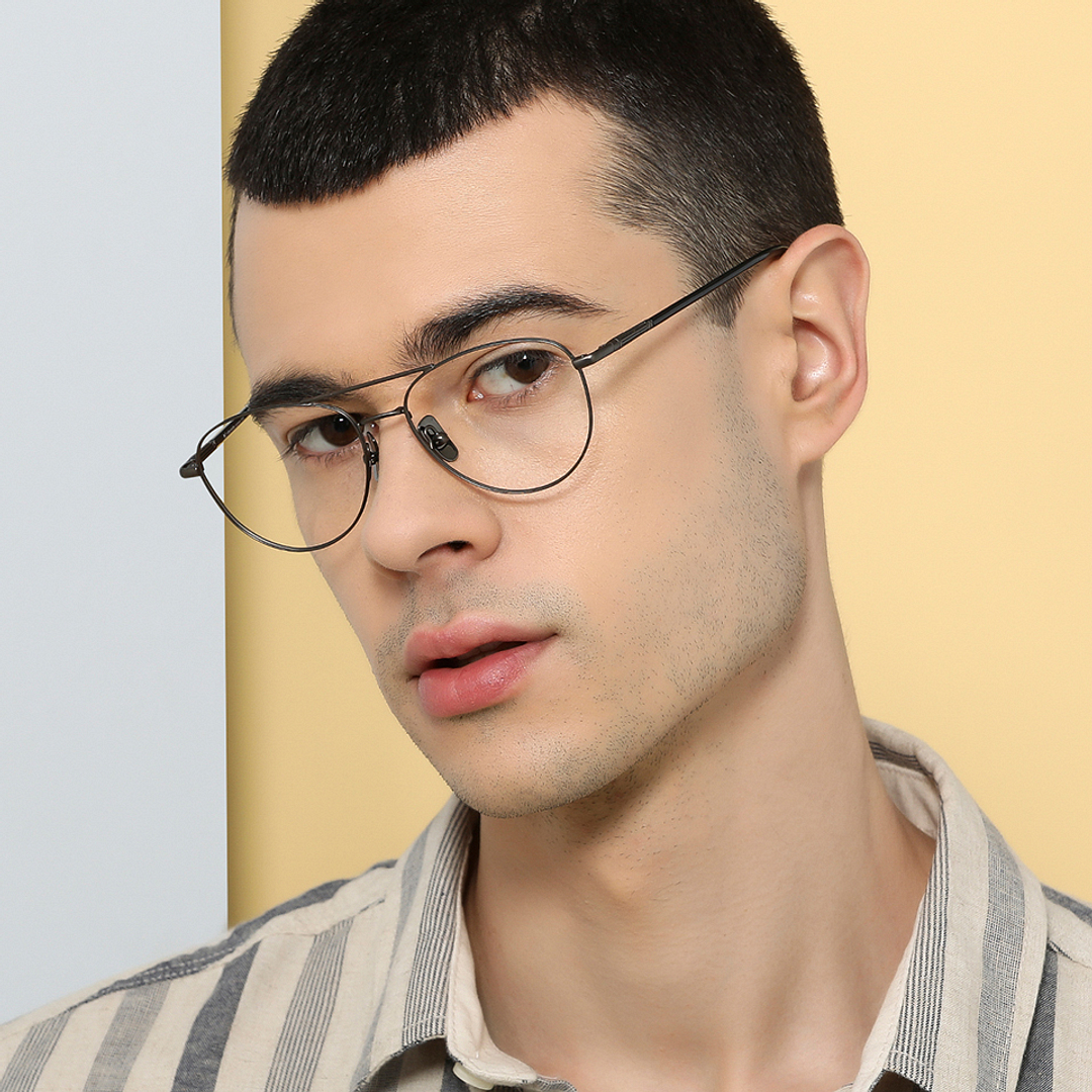 John Jacobs Online Dark Gunmetal Full Rim Aviator left side