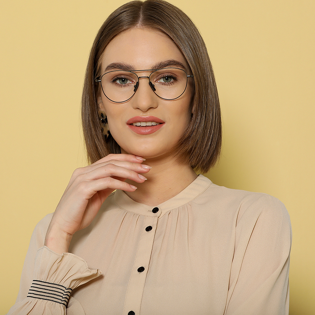 John Jacobs Online Dark Gunmetal Full Rim Aviator left side