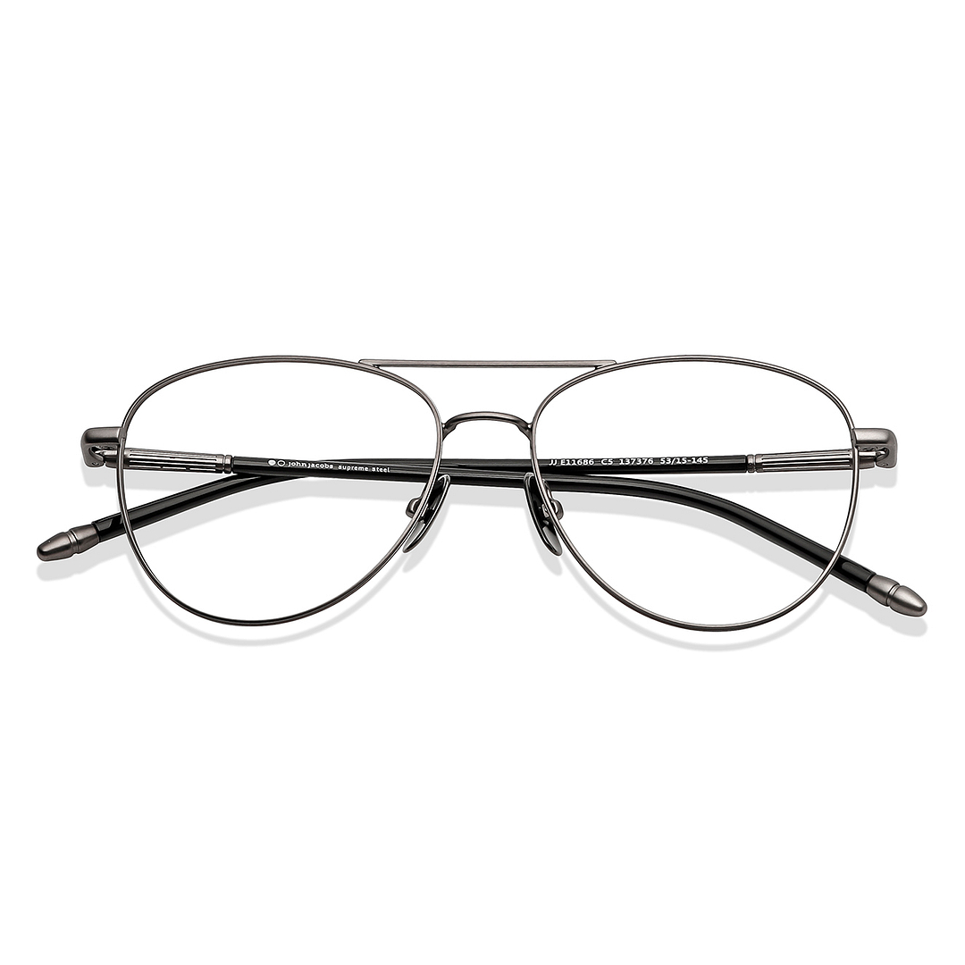 John Jacobs Online Dark Gunmetal Full Rim Aviator left side