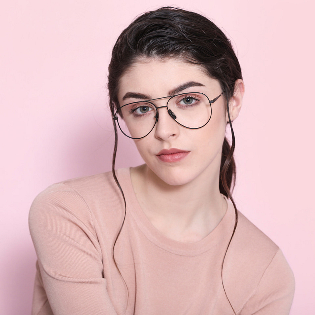 John Jacobs Online Dark Gunmetal Full Rim Aviator left side