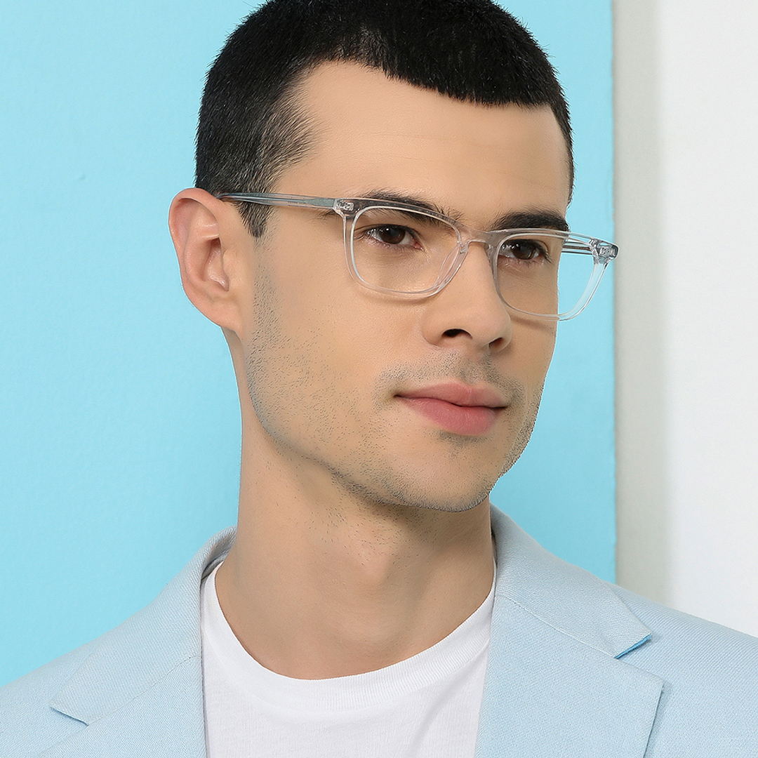 John Jacobs Online Crystal Transparent Full Rim Rectangle left side