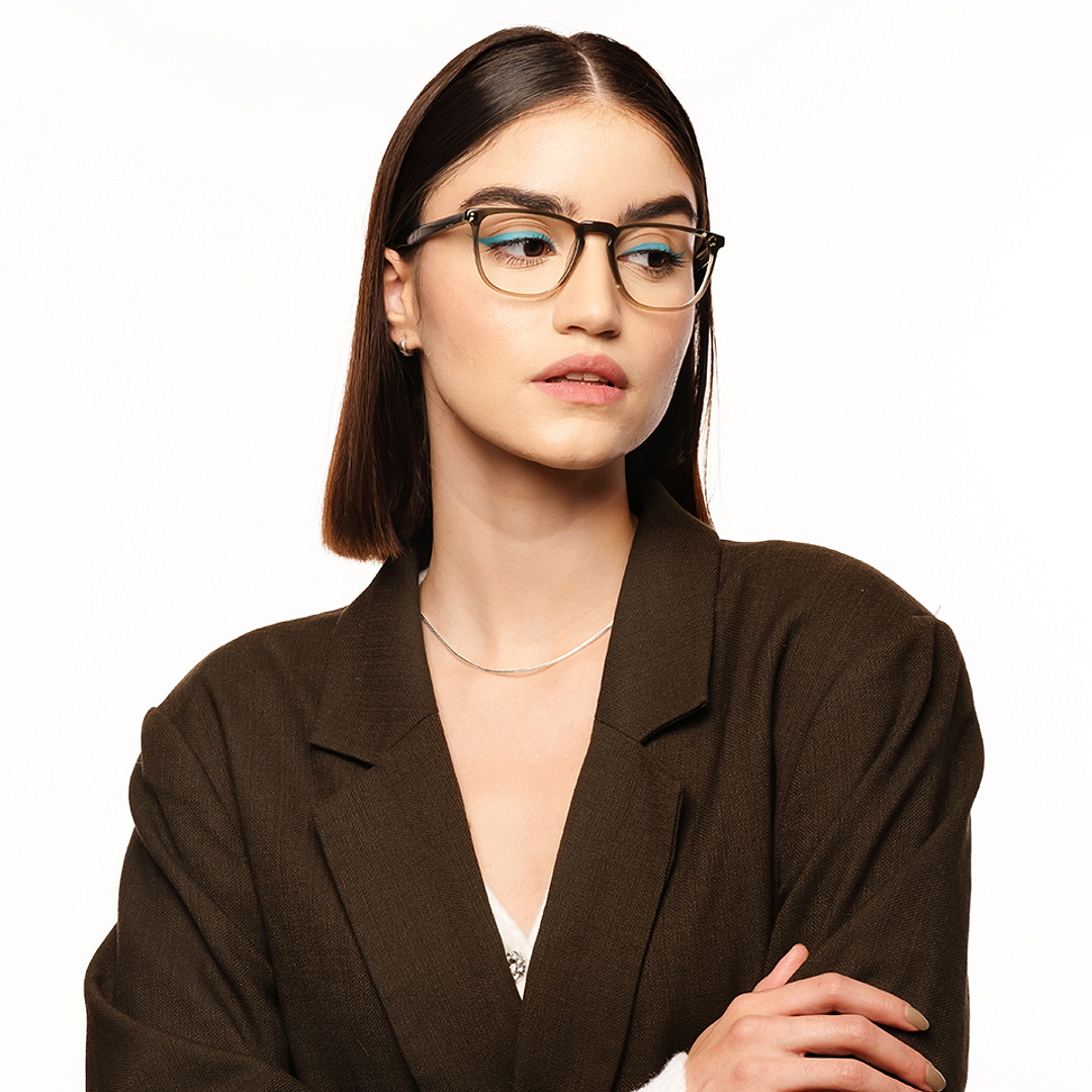 John Jacobs Online Brown Transparent Full Rim Square left side