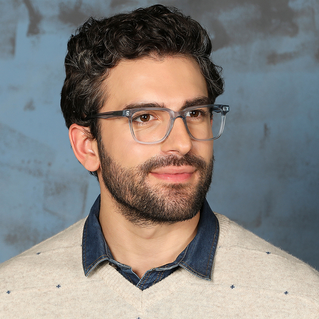 John Jacobs Blue Transparent Full Rim Square left side