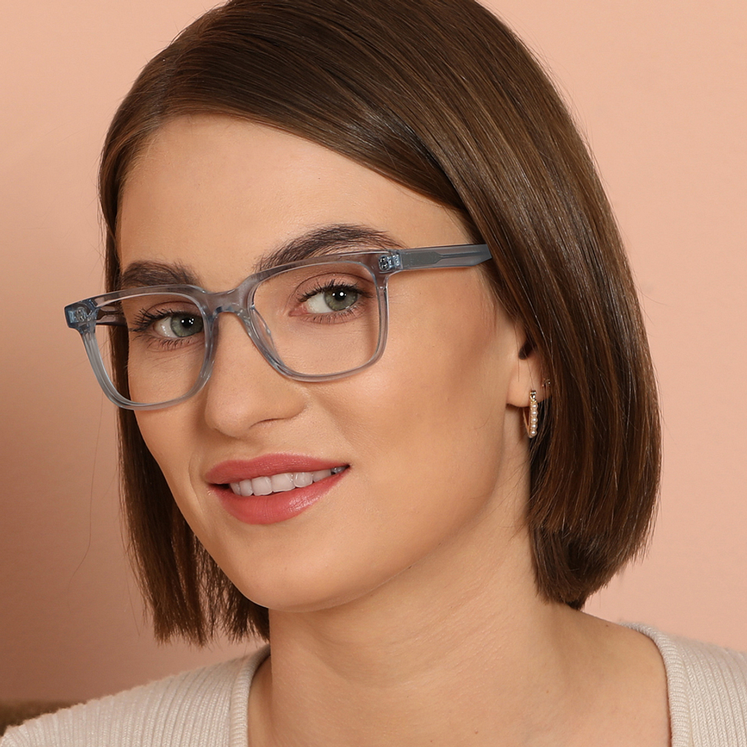 John Jacobs Blue Transparent Full Rim Square left side