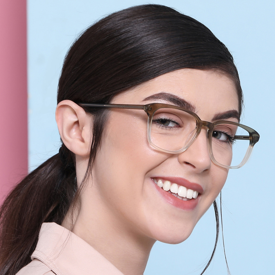 John Jacobs Online Brown Transparent Full Rim Square left side