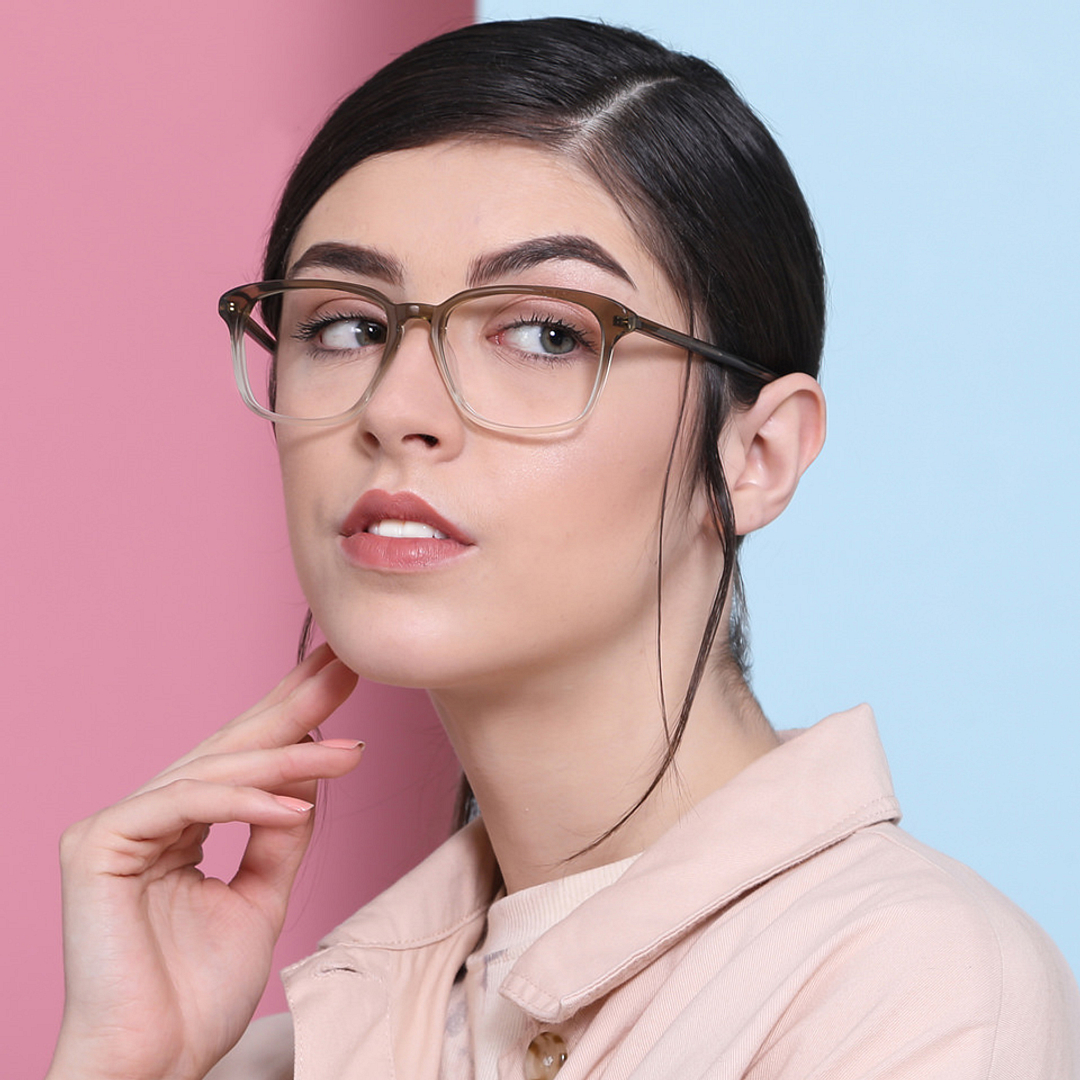 John Jacobs Online Brown Transparent Full Rim Square right side