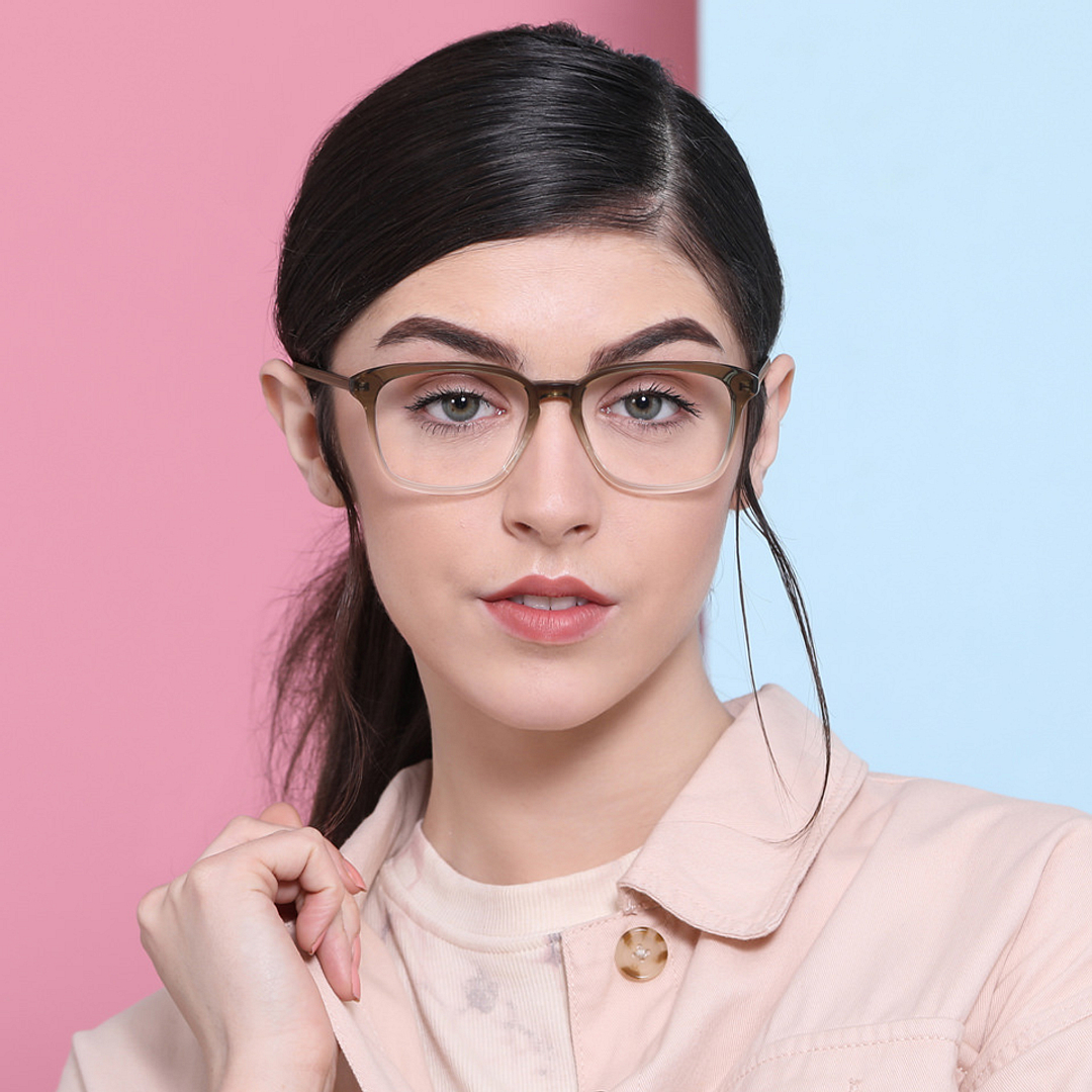 John Jacobs Online Brown Transparent Full Rim Square left side