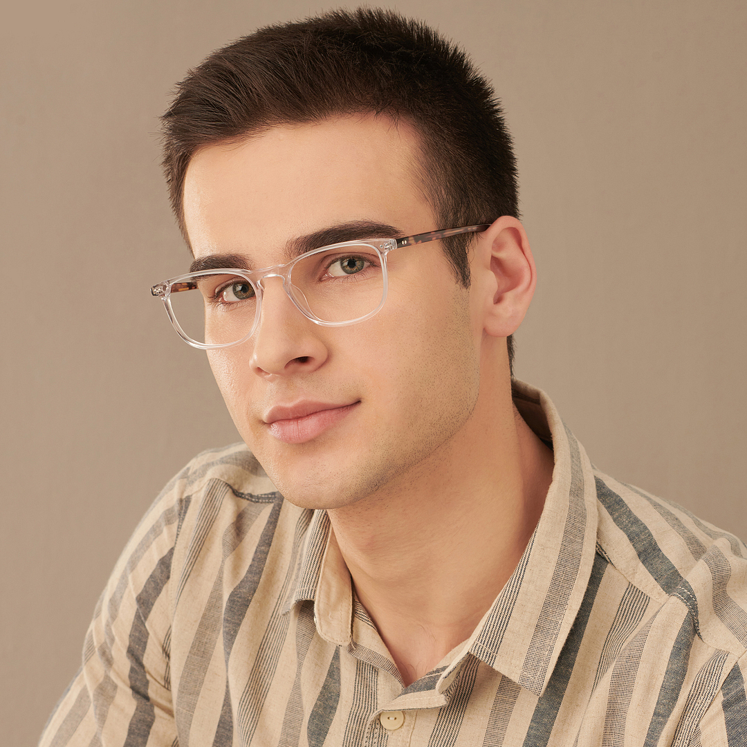 John Jacobs Crystal Transparent Full Rim Square left side