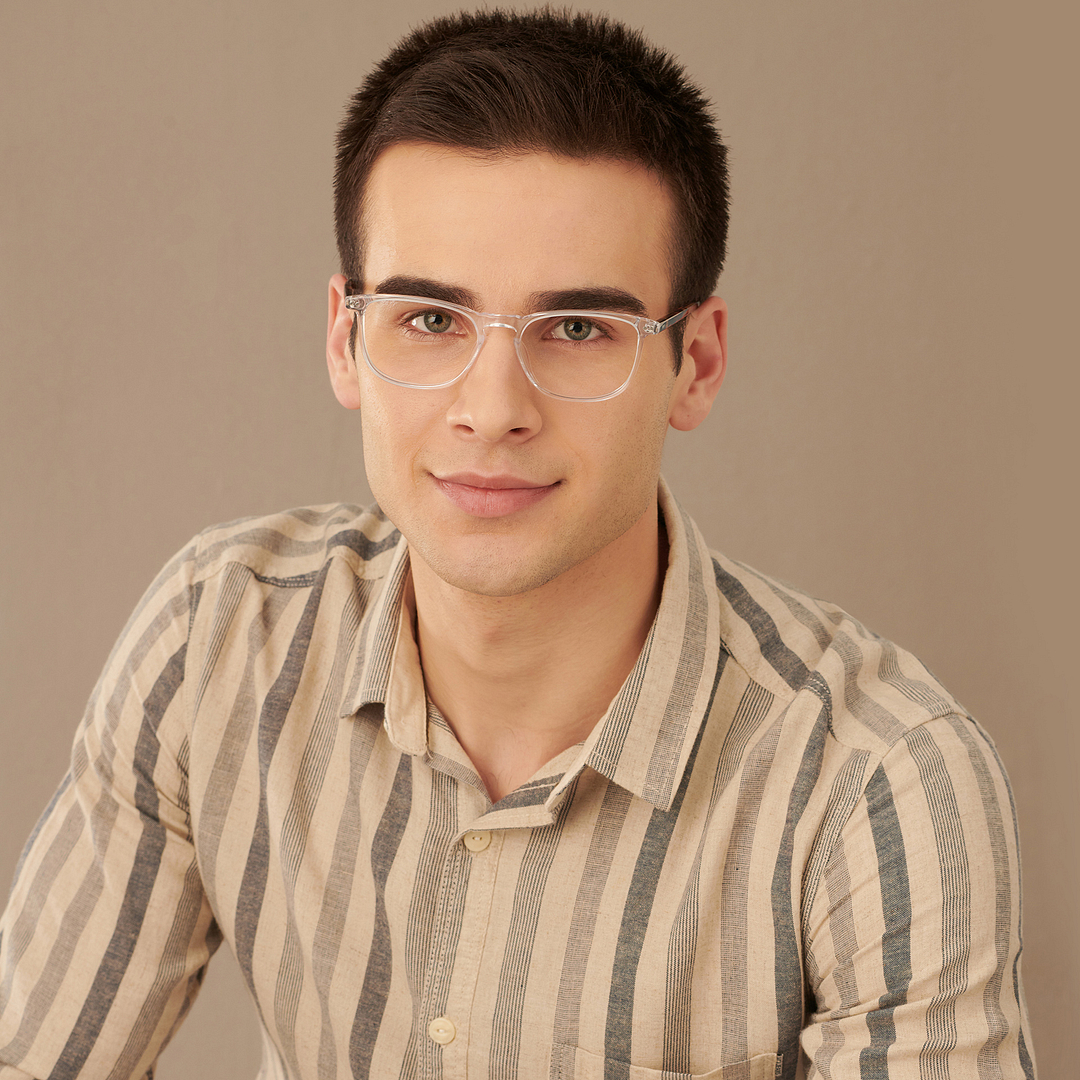 John Jacobs Crystal Transparent Full Rim Square right side