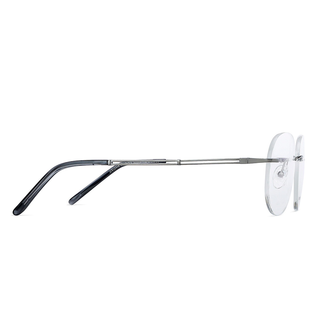John Jacobs Online Mid Gunmetal Rimless Round left side