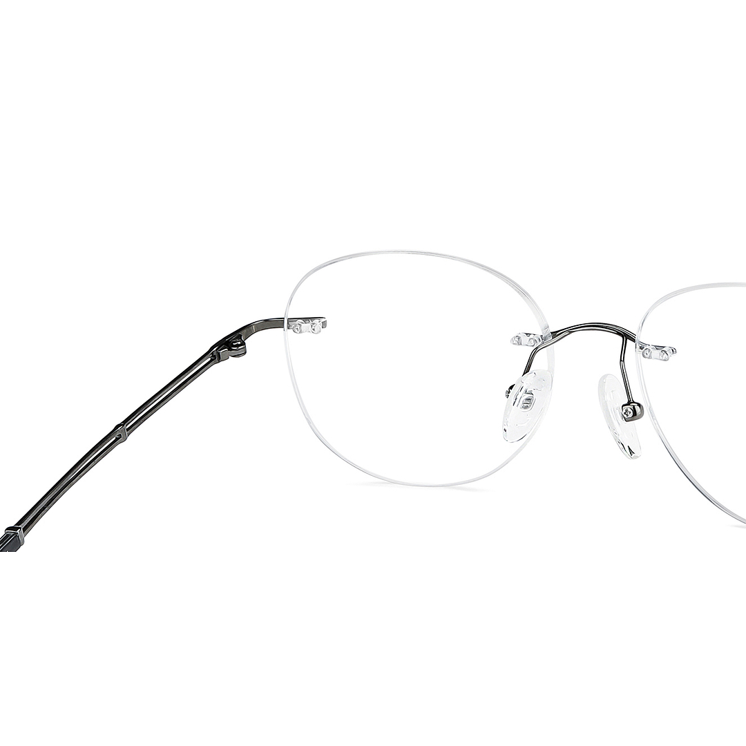 John Jacobs Online Mid Gunmetal Rimless Round right side