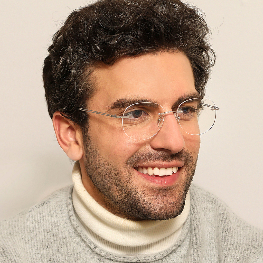 John Jacobs Online Silver Rimless Round left side