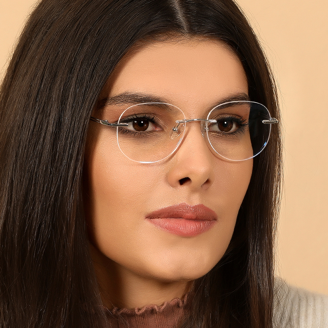 John Jacobs Online Silver Rimless Round left side