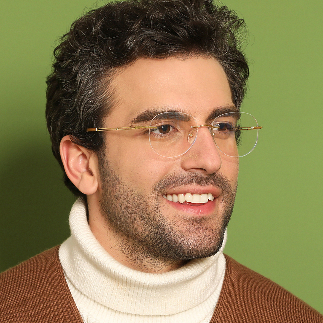 John Jacobs Online Gold Rimless Round left side