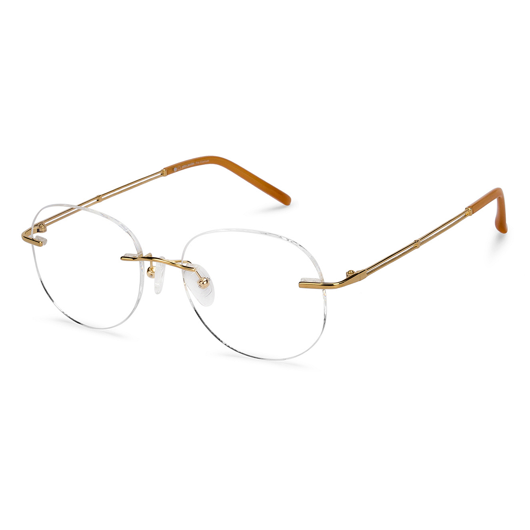 John Jacobs Online Gold Rimless Round left side