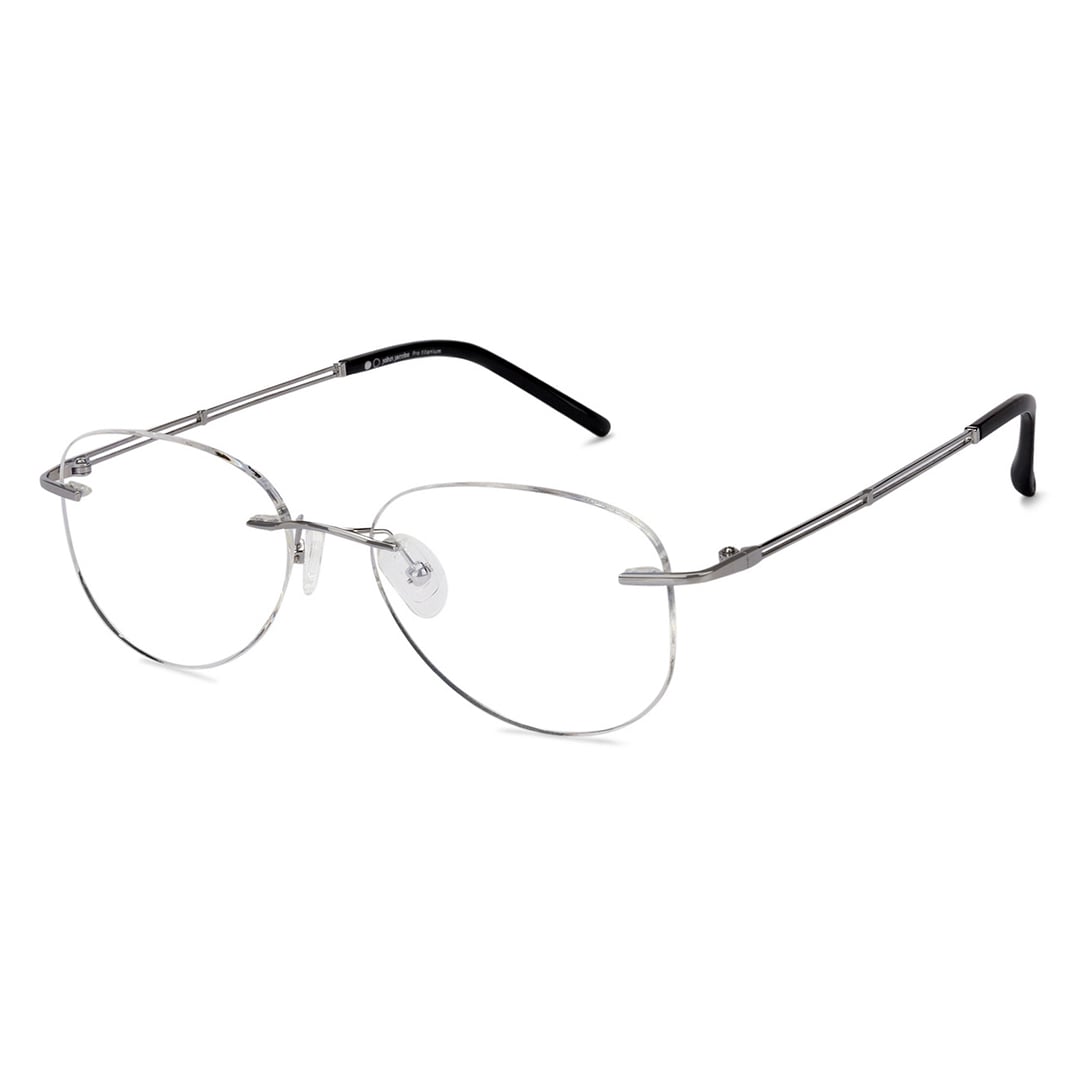 John Jacobs Online Silver Rimless Aviator left side
