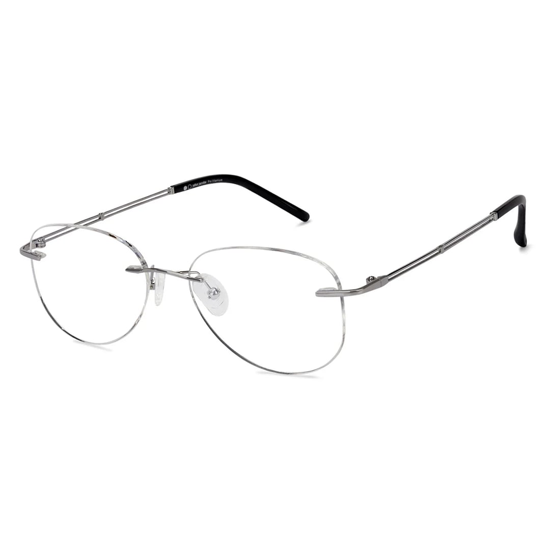 John Jacobs Online Silver Rimless Aviator left side