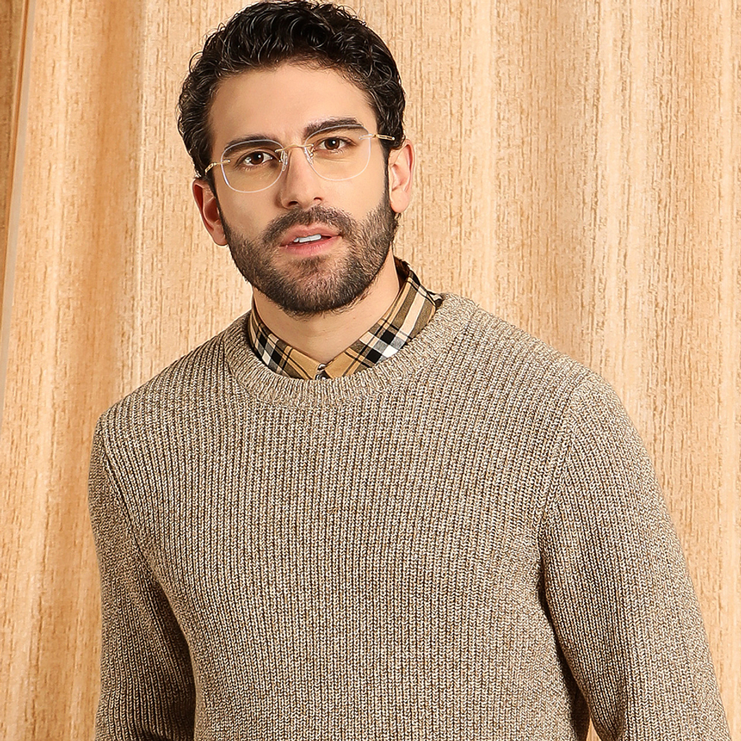 John Jacobs Online Gold Rimless Aviator right side