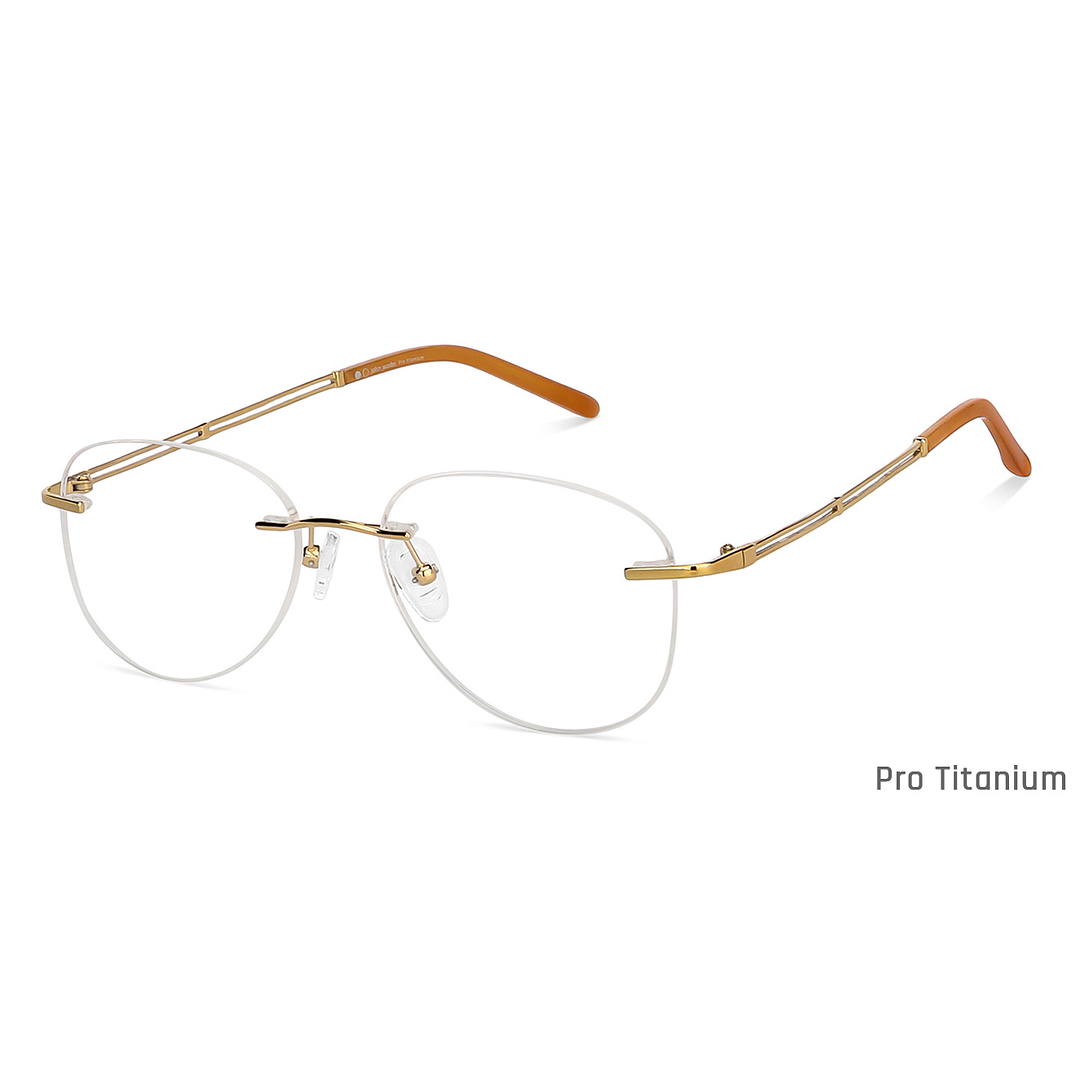 John Jacobs Online Gold Rimless Aviator right side