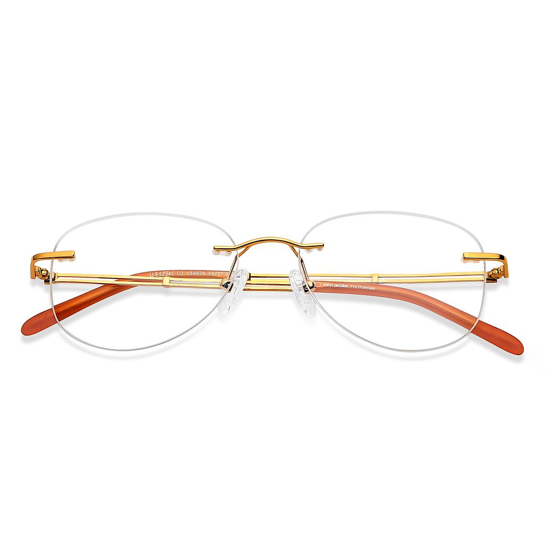 John Jacobs Online Gold Rimless Aviator left side