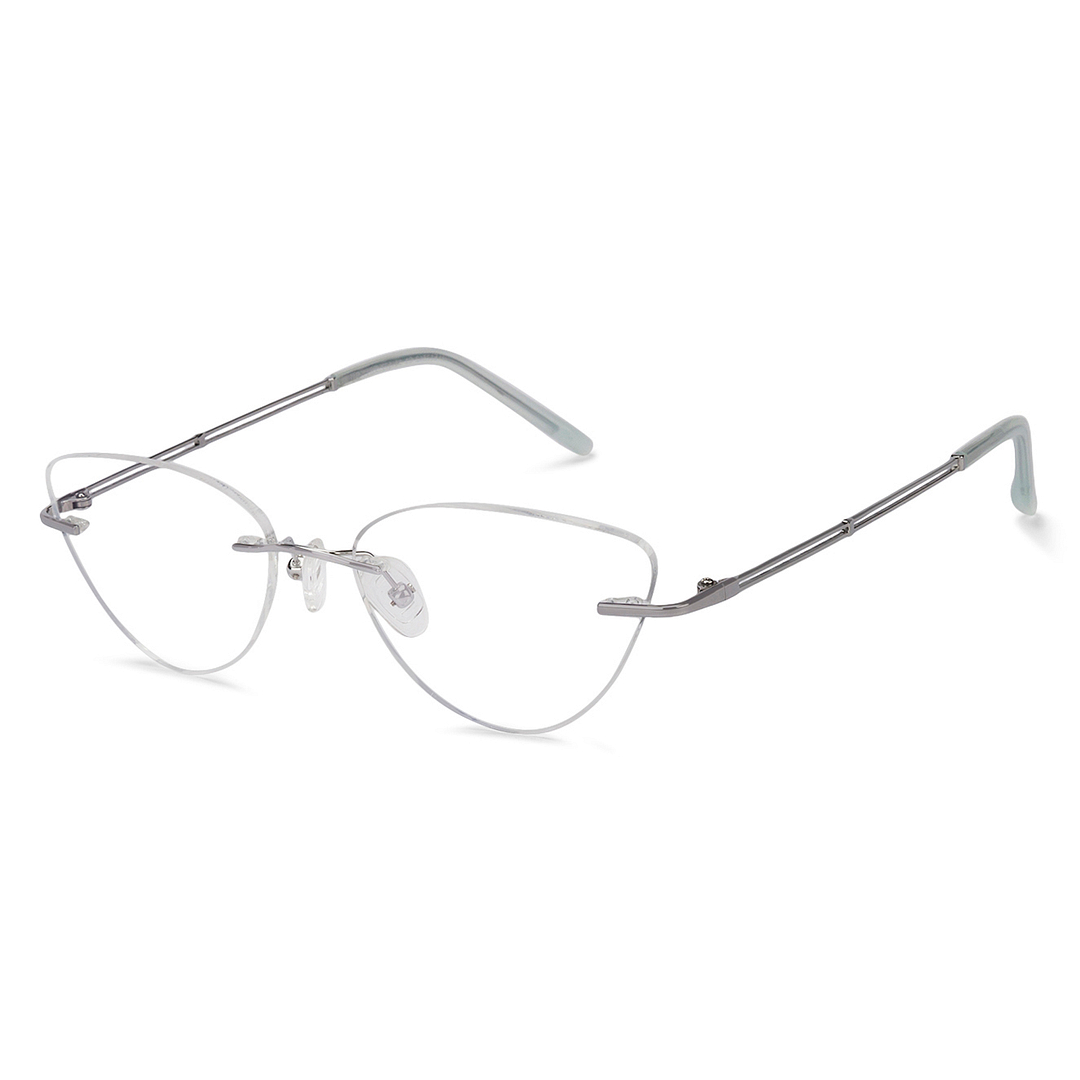 John Jacobs Online Silver Rimless Cat Eye left side