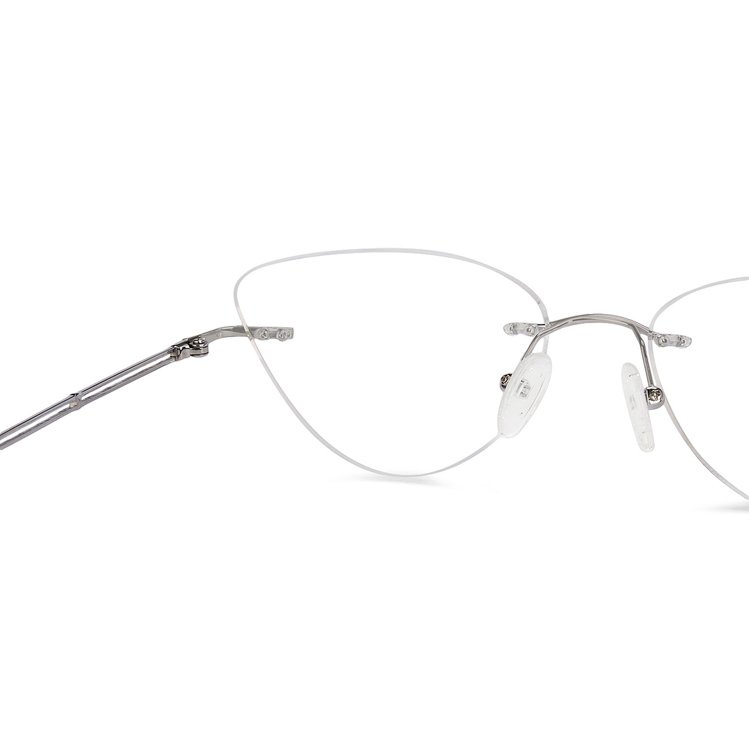 John Jacobs Online Silver Rimless Cat Eye right side