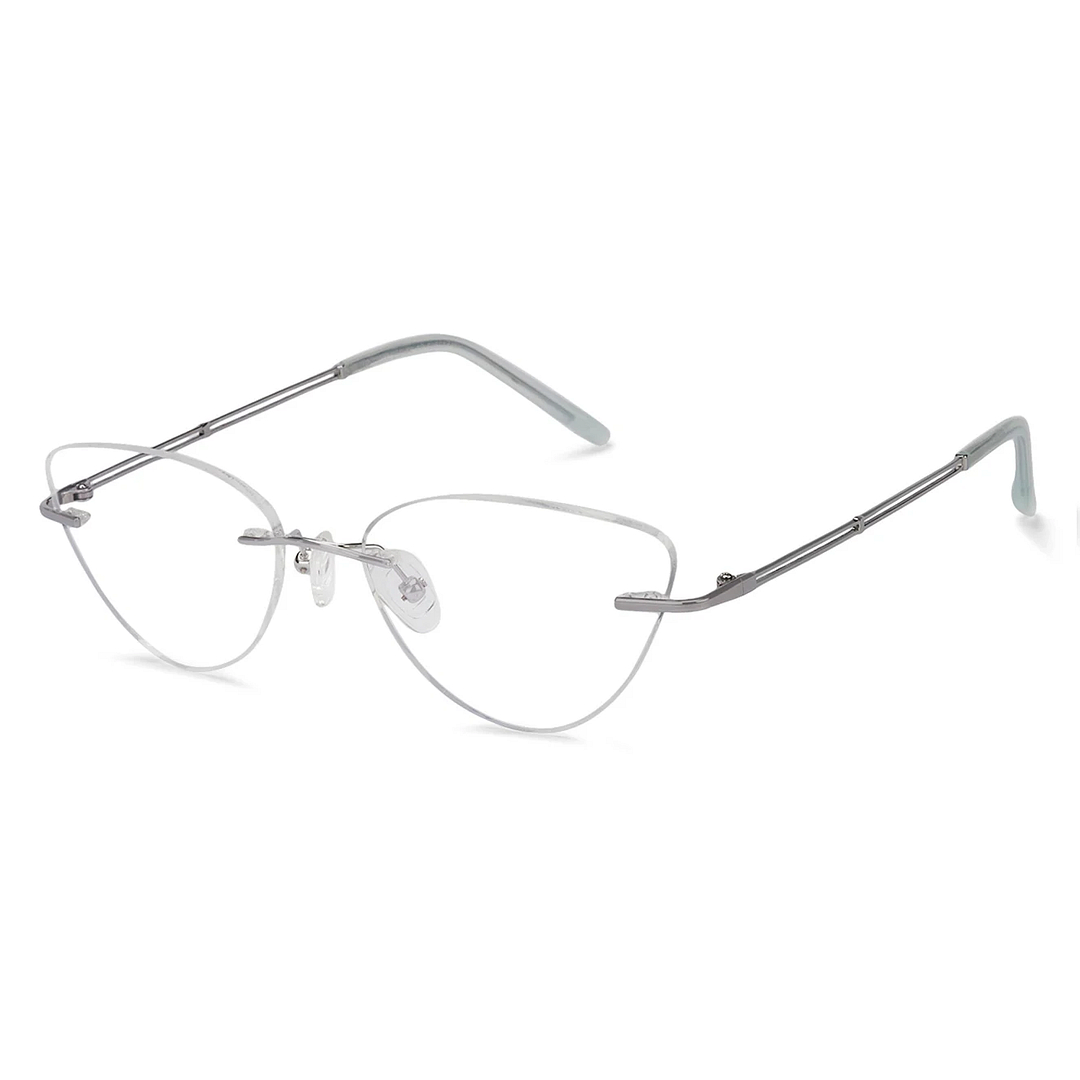 John Jacobs Online Silver Rimless Cat Eye left side