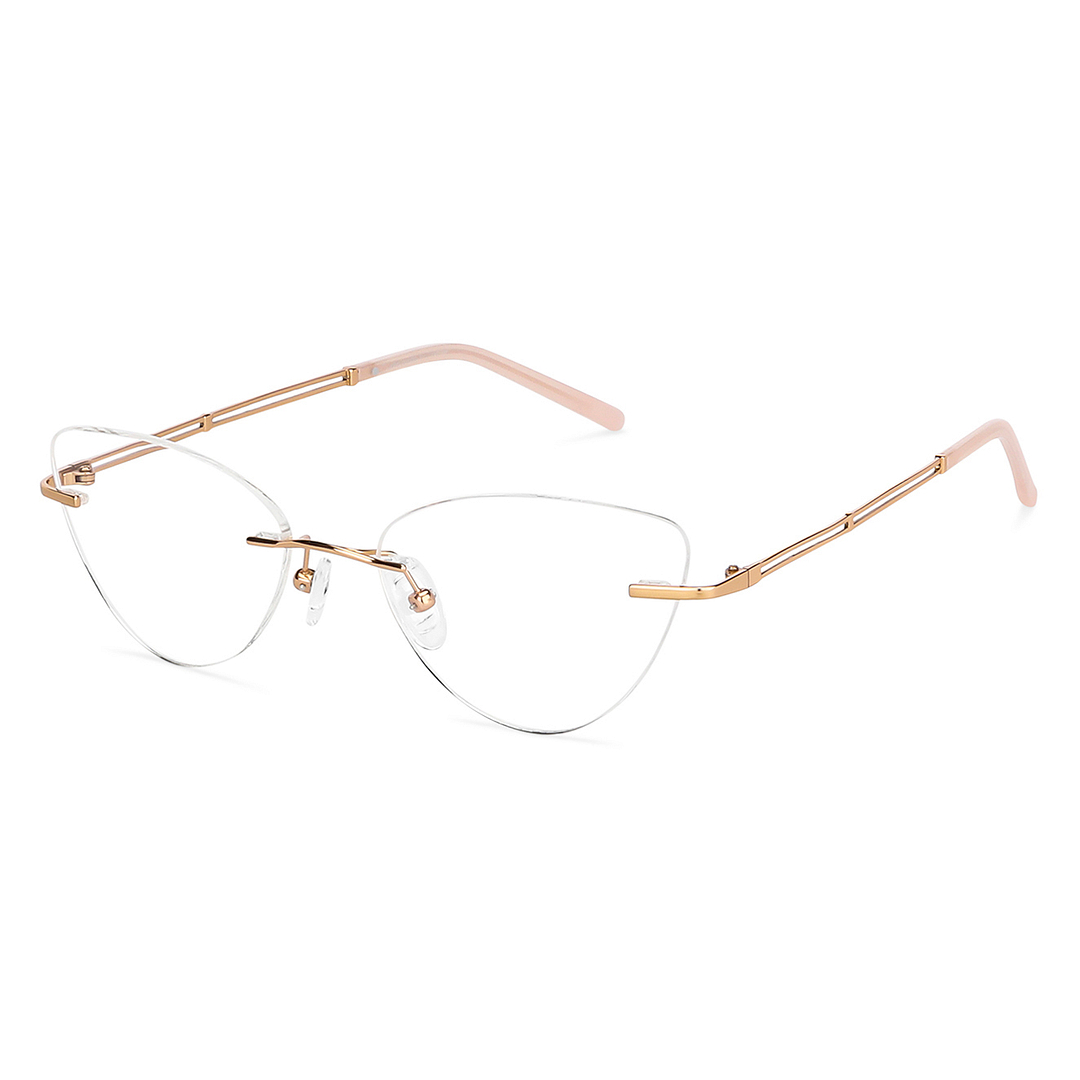 John Jacobs Rose Gold Rimless Cat Eye right side