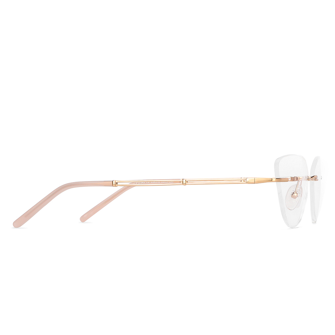 John Jacobs Rose Gold Rimless Cat Eye left side