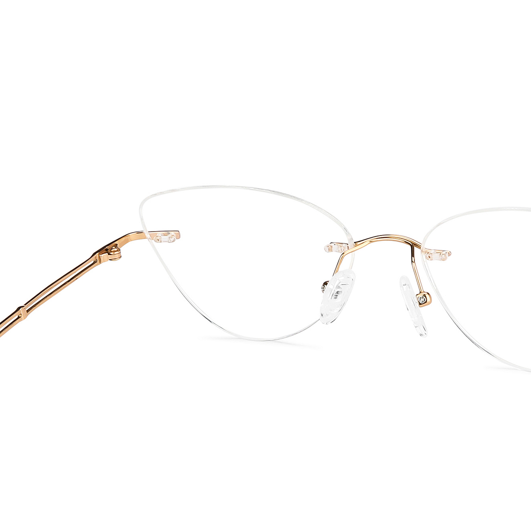 John Jacobs Rose Gold Rimless Cat Eye right side