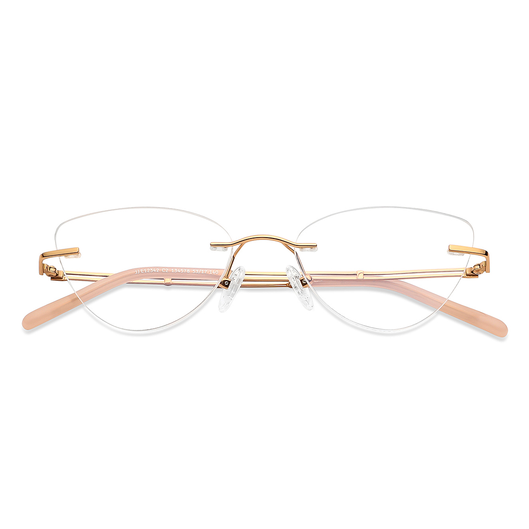 John Jacobs Rose Gold Rimless Cat Eye left side