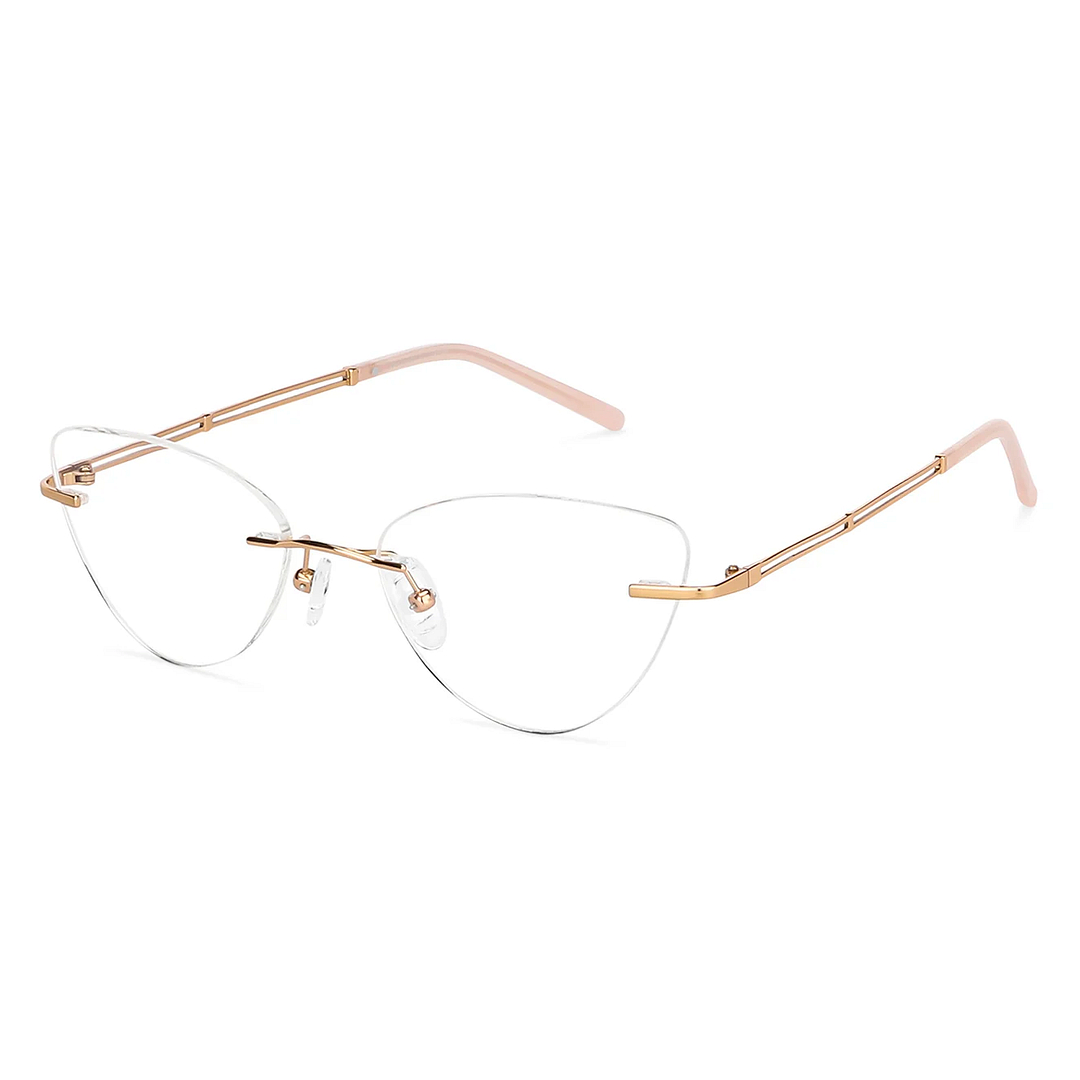 John Jacobs Rose Gold Rimless Cat Eye right side