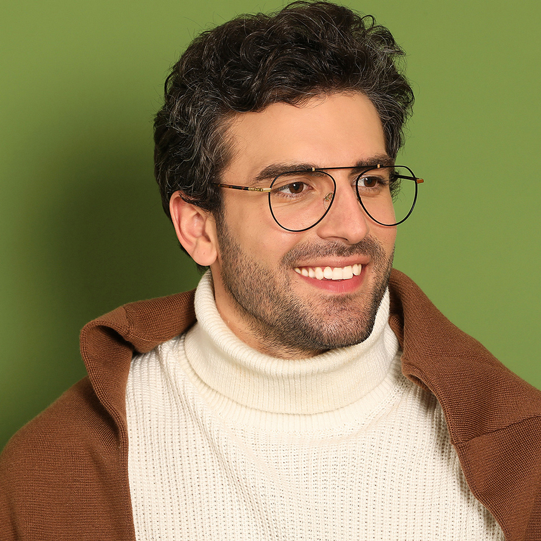 John Jacobs Black Full Rim Aviator left side