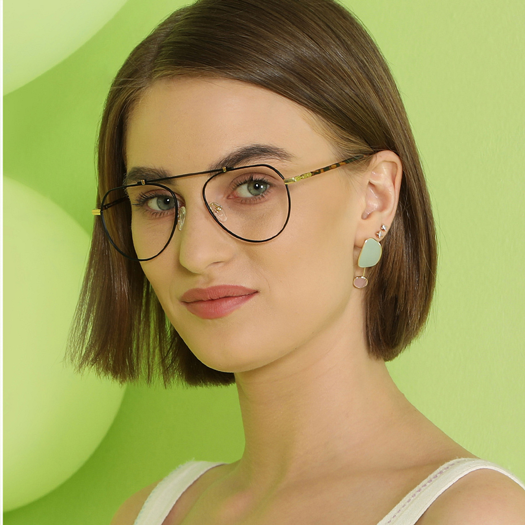 John Jacobs Black Full Rim Aviator right side