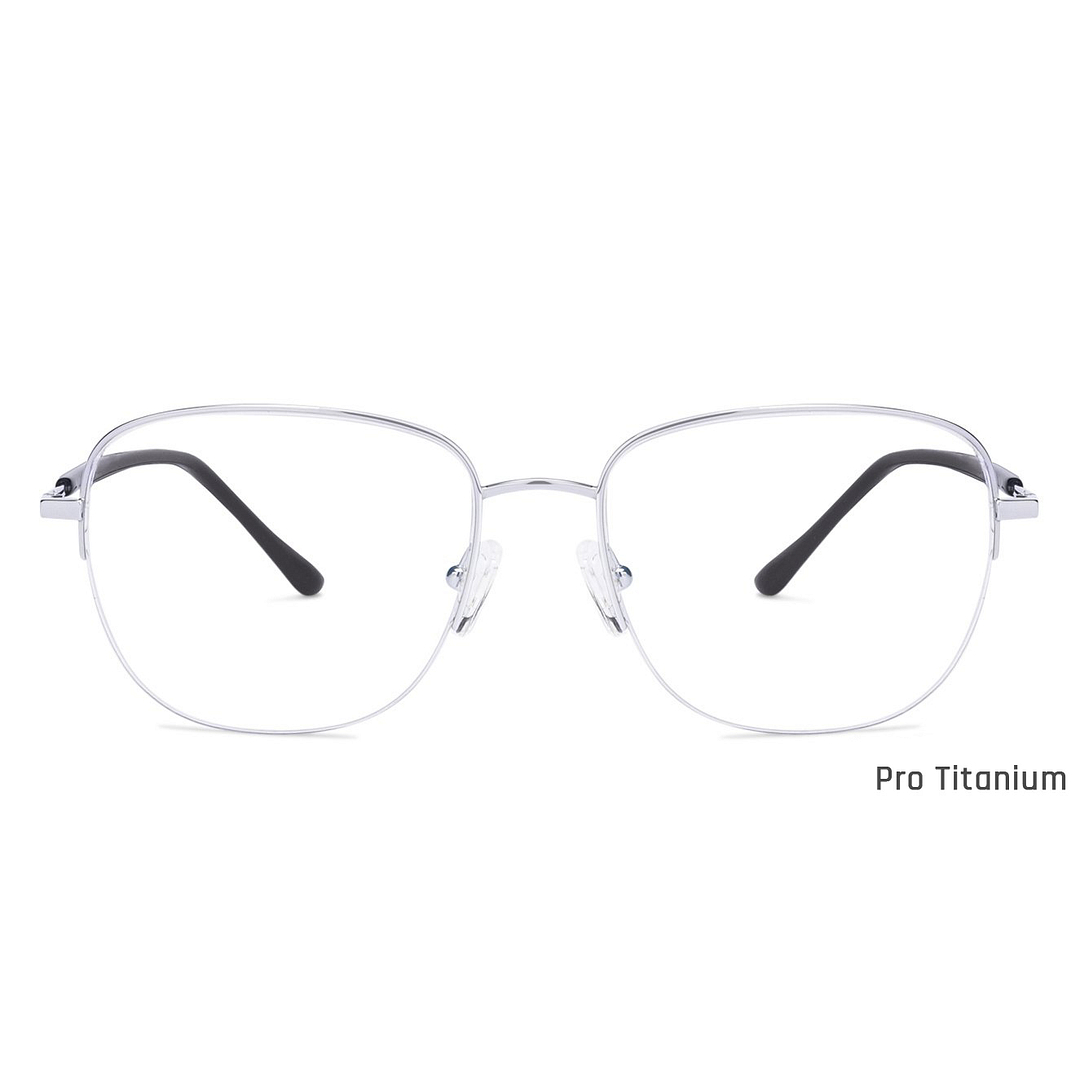 John Jacobs Online Silver Half Rim Square left side