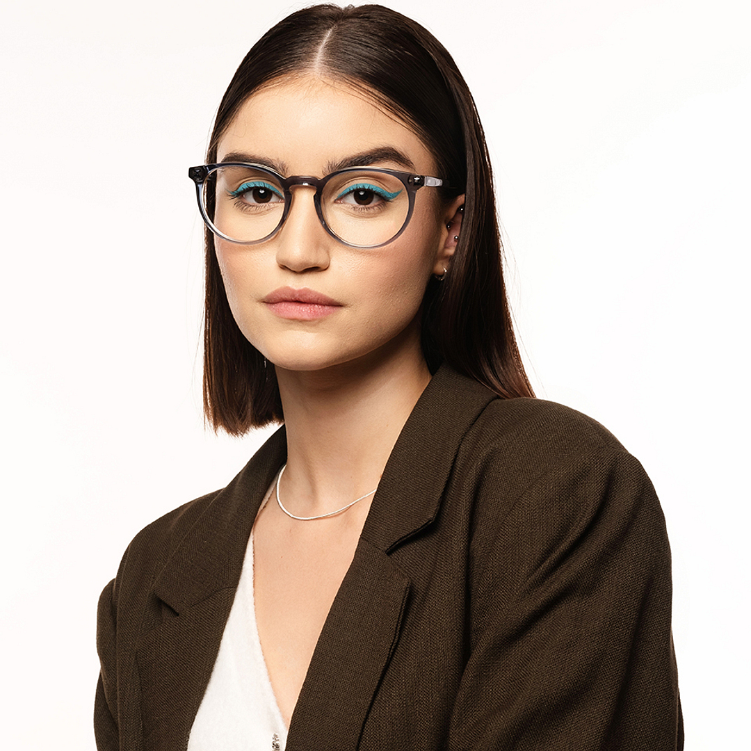 John Jacobs Gray Transparent Full Rim Round left side