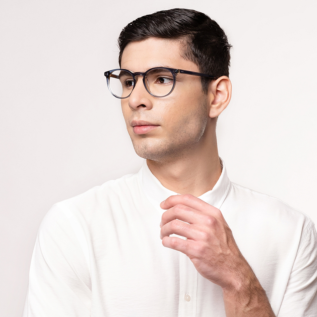 John Jacobs Gray Transparent Full Rim Round left side