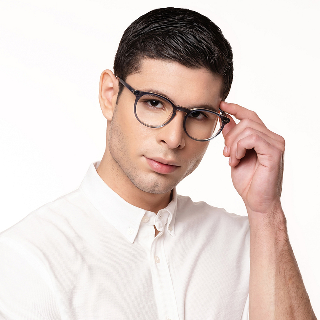 John Jacobs Gray Transparent Full Rim Round right side